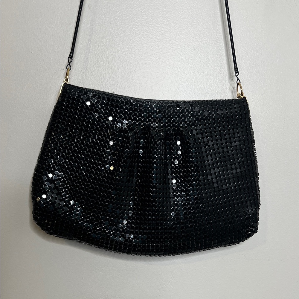 Elegant Black metal chain link Women's Bag 60s chain metal vintage opera bag